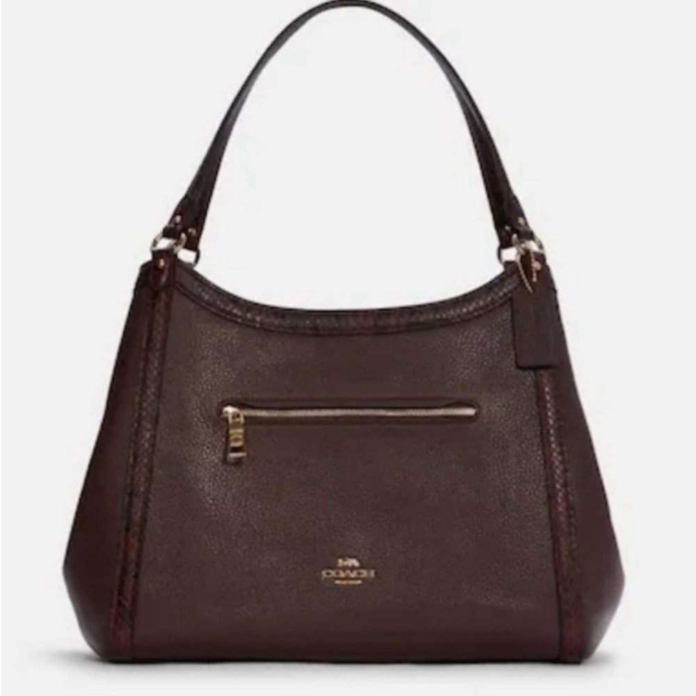 Coach Dark Brown Leather Hobo Tote with Gold Hardware